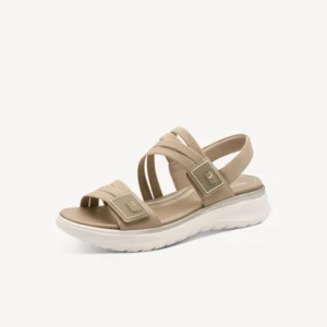 Ženski sandali Tamaris Comfort z nastavljivimi trakovi v bež barvi