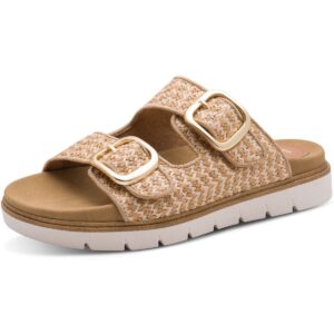 Ženski natikači Jana Shoes z nastavljivimi paščki v bež barvi